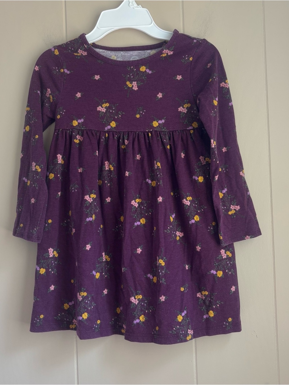 Wonder Nation Toddler Girls Purple/Plum Floral Long Sleeve Dress - Size 5T